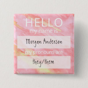 Custom HELLO Mon Nom Pronouns Est Un Badge