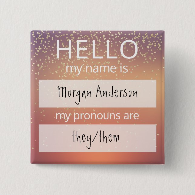 Custom HELLO Mon Nom Pronouns Est Un Badge (Devant)