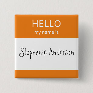 Custom HELLO My Name Is Badge 2 Inch Square Button