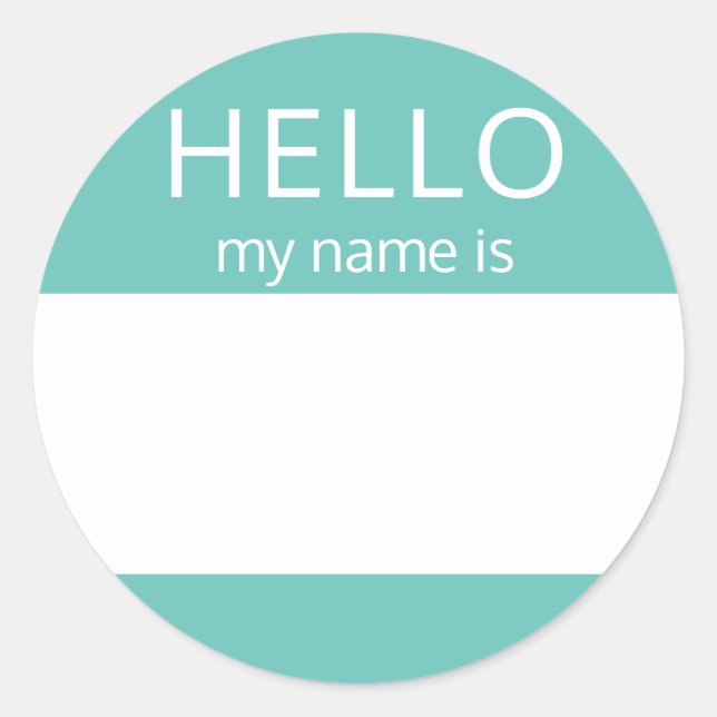 Custom HELLO My Name Is Sticker Badge Blank (Front)
