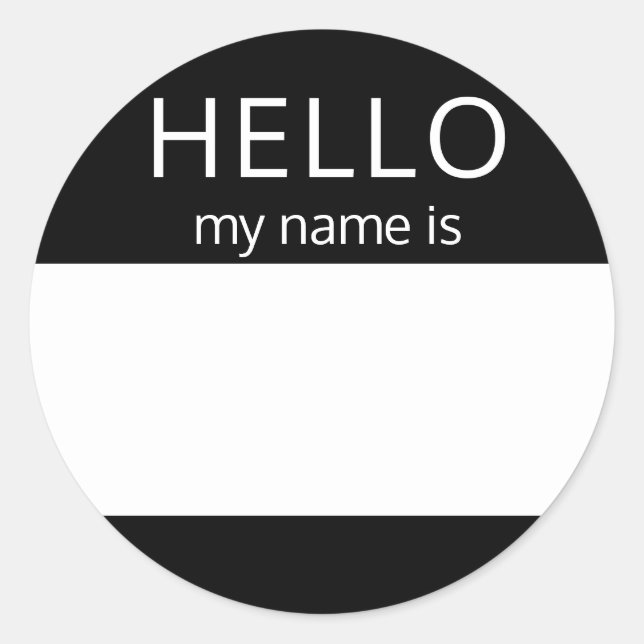 Custom HELLO My Name Is Sticker Badge Blank (Front)