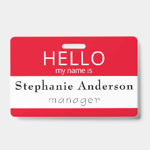 Custom HELLO My Name Is Title Badge
