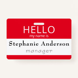 Custom HELLO My Name Is Title Badge