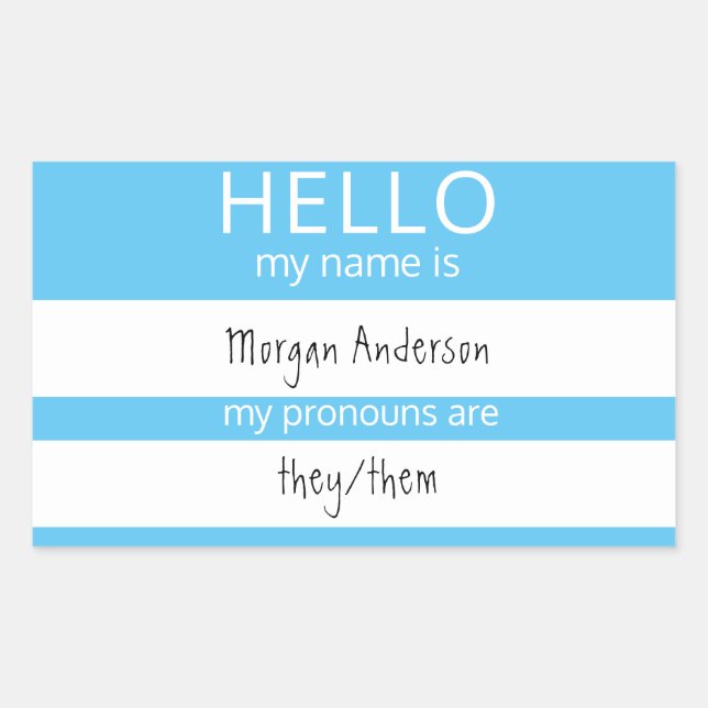 Custom HELLO My Name Pronouns Is Badge Sticker (Front)
