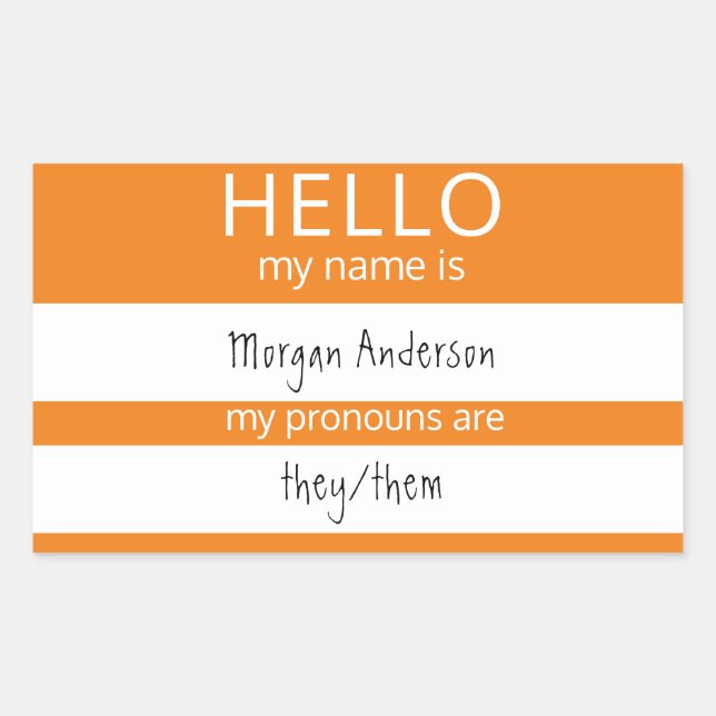 Custom HELLO My Name Pronouns Is Badge Sticker (Front)