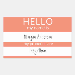 Custom HELLO My Name Pronouns Is Badge Sticker