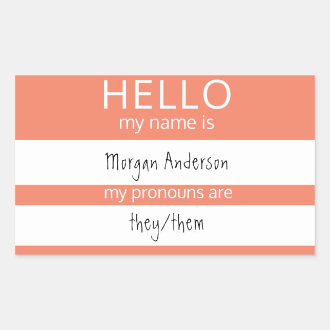 Custom HELLO My Name Pronouns Is Badge Sticker (Front)