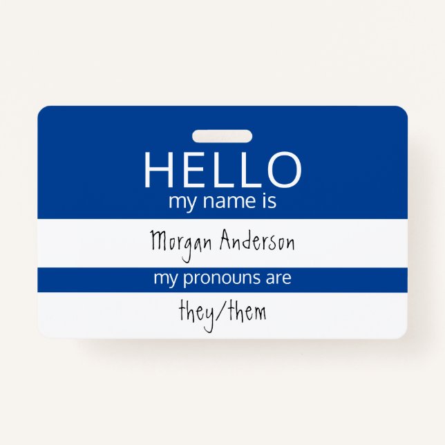 Custom HELLO My Name Pronouns Is ID Badge (Front)