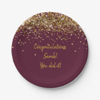 Custom Her Maroon & Gold Graduation Party Glitter