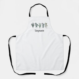 Custom Herb Design with Personalized Text Apron