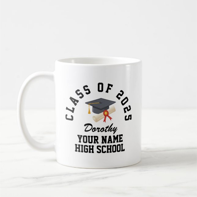 Custom high school graduation party coffee mug (Left)