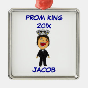 Custom High School Prom King Cartoon Metal Ornament