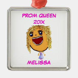 Custom High School Prom Queen Cartoon Metal Ornament