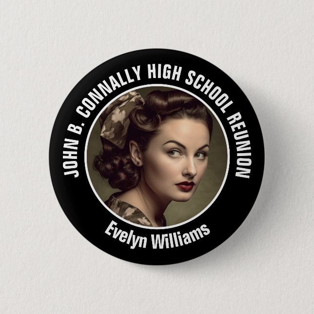 Custom High School Reunion Yearbook Photo 2 Inch Round Button (Front)