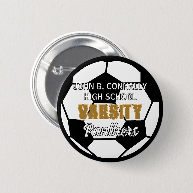 Custom High School Varsity Soccer Team 2 Inch Round Button (Front & Back)