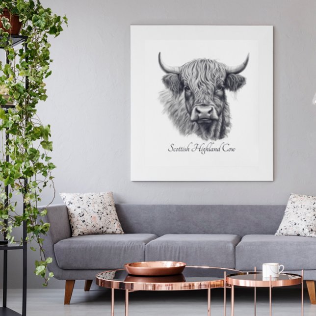 Custom Highland Cow Sketch Art Gallery Poster (Creator Uploaded)