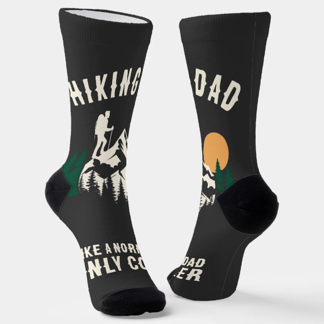Custom Hiking Dad Like A Normal Dad Only Cooler Socks (Angled)