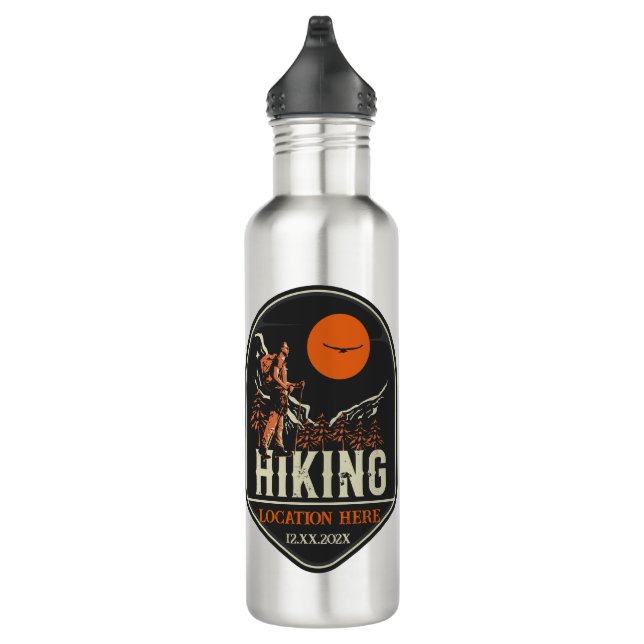 Custom hiking location retro design  710 ml water bottle (Right)