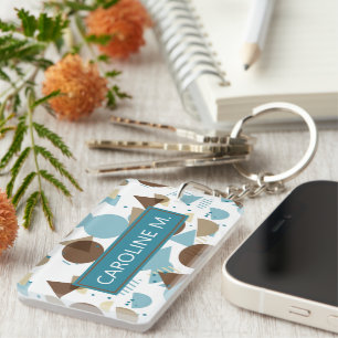 Custom Hip Geometric Modern Abstract 50s Pattern Keychain
