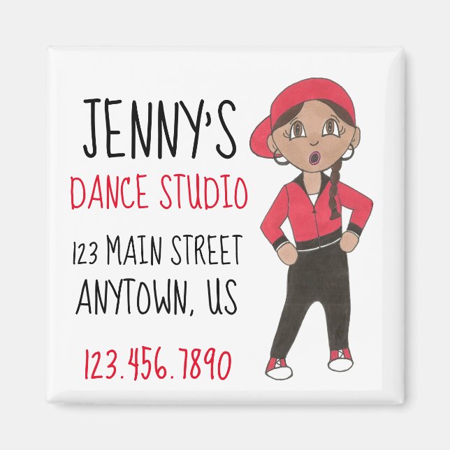 Custom Hip Hop Dance Studio School Hiphop Dancer Magnet (Front)