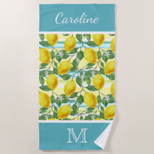 Custom Hip Tropical Summer Lemons Fruit Pattern Beach Towel