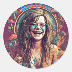 Custom Hippie Boho Stay Trippy Vibes Personalize  Classic Round Sticker