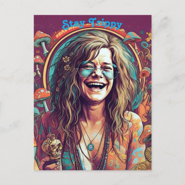 Custom Hippie Boho Stay Trippy Vibes Personalize  Postcard (Front)