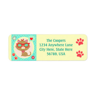 Custom Hipster Cat  Return Address Labels