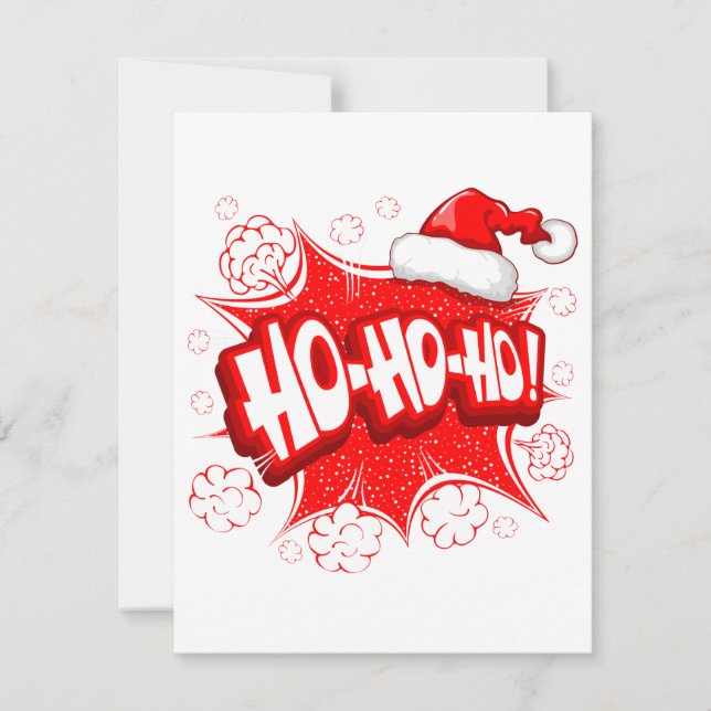 Custom Ho Ho Ho funny Santa hat red Christmas Card (Front)