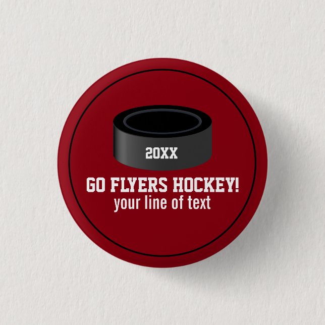 Custom Hockey Player Number Team Name 1 Inch Round Button (Front)