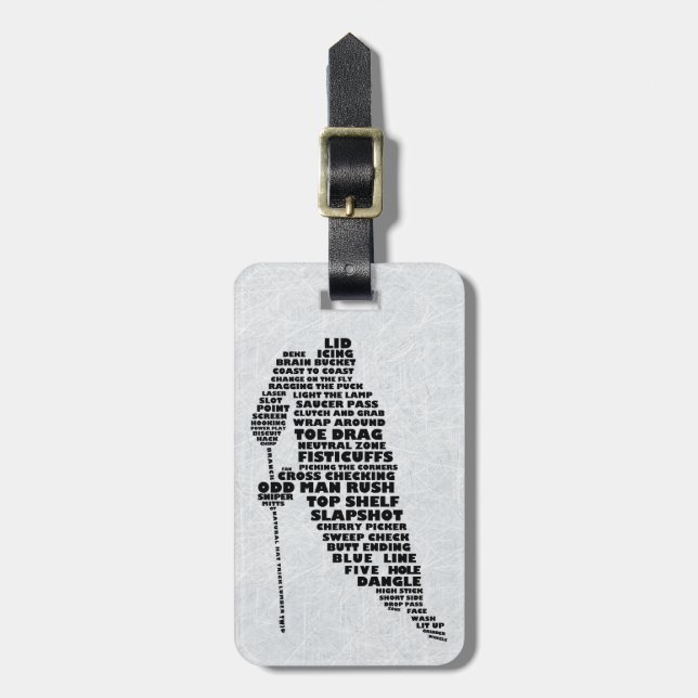 Custom Hockey Player Typography Luggage Tag (Front Vertical)