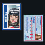 Custom Hockey Trading Card - Blue - Add Your Stats<br><div class="desc">Be just like the pros by having your very own custom hockey card featuring a photo of yourself on the front and your personal hockey statistics on the back. You'll get plenty of cards in a pack because these cards are meant to trade with friends and also to give to...</div>