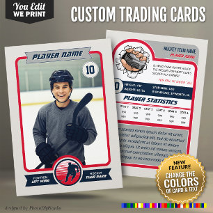 Custom Hockey Trading Card, Custom Team Colours Calling Card
