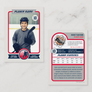 Custom Hockey Trading Card, Custom Team Colours Calling Card