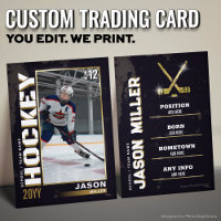Custom Hockey Trading Card, Gold Hockey Player