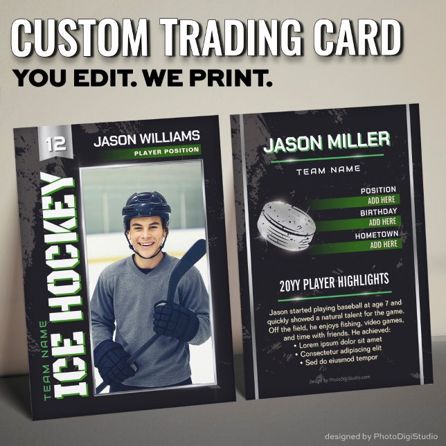 Custom Hockey Trading Card, Green Power Player Calling Card (Custom Hockey Trading Card, Green Power Player Card)