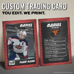 Custom Hockey Trading Card, Red Graphite Player Calling Card<br><div class="desc">A bestselling modern sports trading card featuring a sleek graphite metal–inspired design with multiple color variations to match any team or personal style. Fully customizable with player photos, stats, and key achievements, this card is perfect for athletes, teams, coaches, and collectors. Designed as a premium keepsake, it captures important milestones...</div>