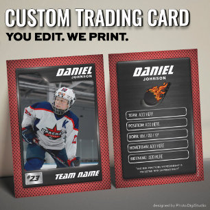 Custom Hockey Trading Card, Red Graphite Player Calling Card