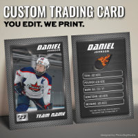 Custom Hockey Trading Card, Red Graphite Player