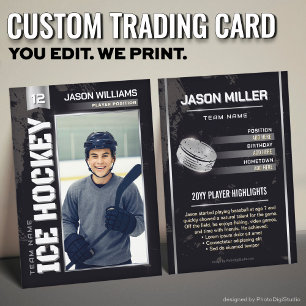 Custom Hockey Trading Card, Silver Power Player Calling Card