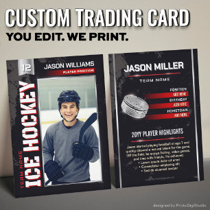 Custom Hockey Trading Card, USA Power Player Calling Card