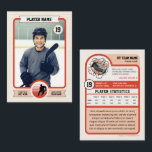 Custom Hockey Trading Card, Vintage Player Card<br><div class="desc">Hit the ice with this custom vintage-style ice hockey trading card in black and red. Personalize with your player’s photo, stats, and details to create a one-of-a-kind keepsake. Perfect for hockey fans, players, youth leagues, coaches’ gifts, birthdays, and sports-themed parties. A fun way to celebrate the game and preserve memories...</div>