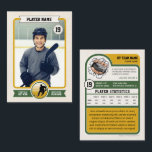 Custom Hockey Trading Card, Vintage Player Card<br><div class="desc">Hit the ice with this custom vintage-style ice hockey trading card in green and mustard yellow. Personalize with your player’s photo, stats, and details to create a one-of-a-kind keepsake. Perfect for hockey fans, players, youth leagues, coaches’ gifts, birthdays, and sports-themed parties. A fun way to celebrate the game and preserve...</div>