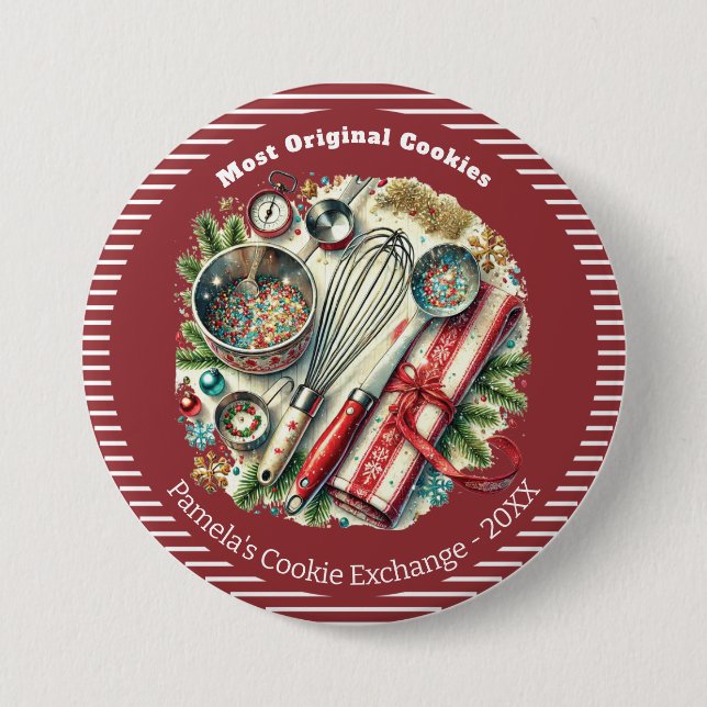 Custom Holiday Baking Award 3 Inch Round Button (Front)