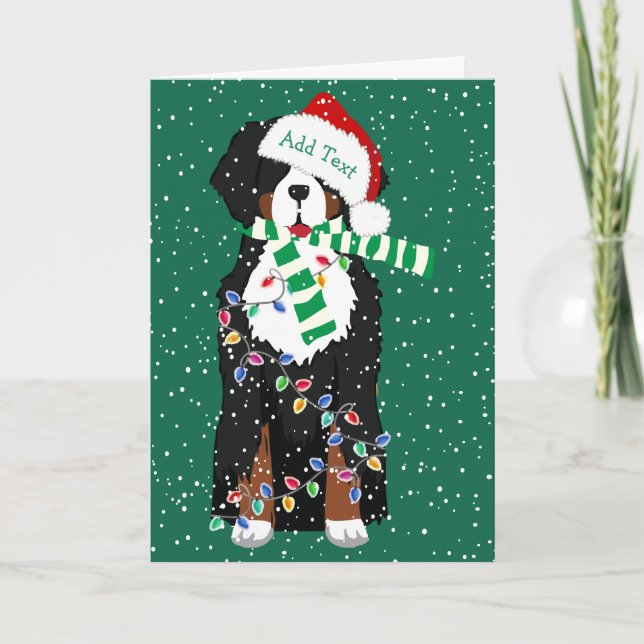 Custom Holiday Bernese Mountain Christmas Dog Card (Front)