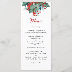 Custom Holiday Greenery Watercolor Menu
