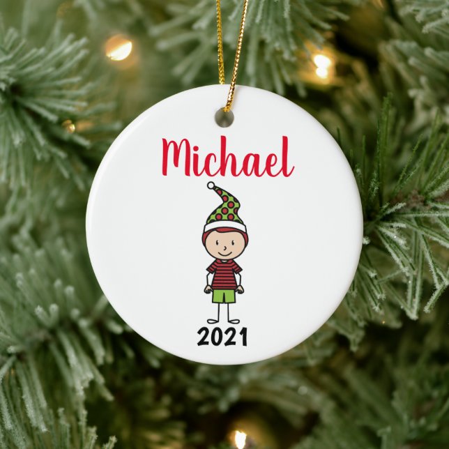 custom holiday kids name personalized ceramic ornament (Tree)