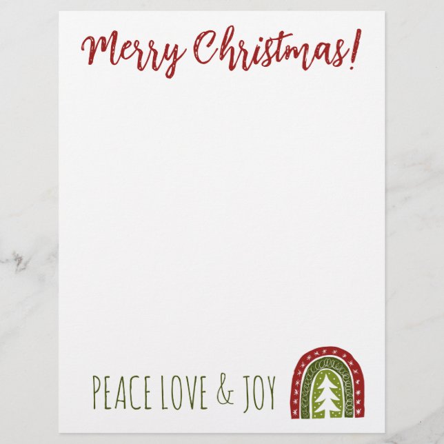 Custom Holiday lettehead with boho Christmas tree  Letterhead (Front)