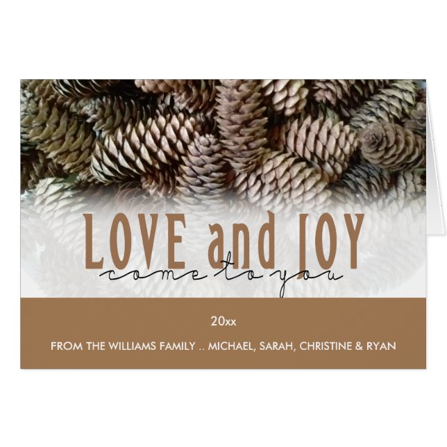 Custom Holiday Love and Joy Pine Cone (Front Horizontal)