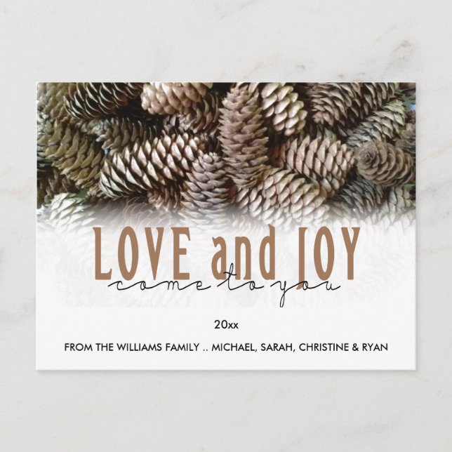 Custom Holiday Love and Joy Pine Cone (Front)